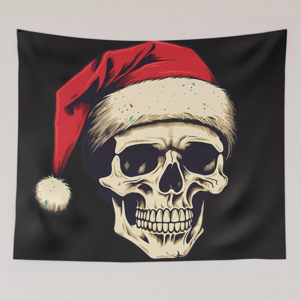 Item preview, A skull with Santa Claus’s hat designed and sold by Linework Studio.