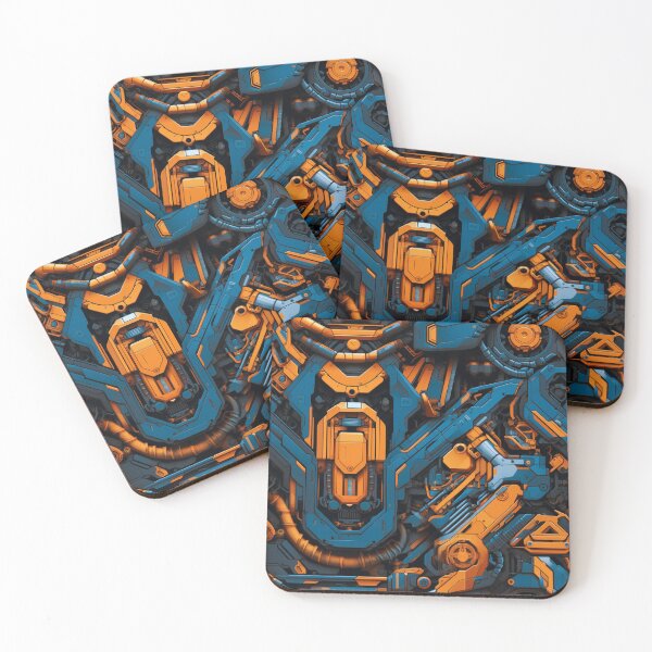 Item preview, Blue and Orange Robotic Pattern – Inspired by Evangelion Unit Mark.06  designed and sold by animaesthetic.