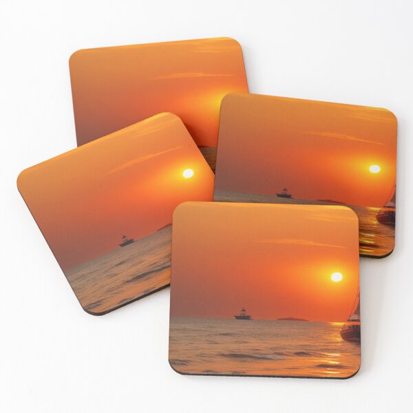 Item preview, boats in the sea during sundown designed and sold by mikaws.