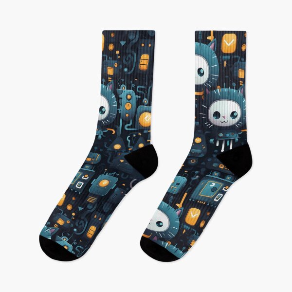 Item preview, A robot cat with adorable, animated circuit patterns on its fur #12 designed and sold by PSKStudio.