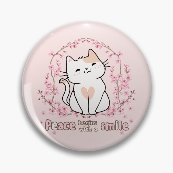 Item preview, Peace Begins with a Smile with Sakura Cat designed and sold by Mika2525-smile.
