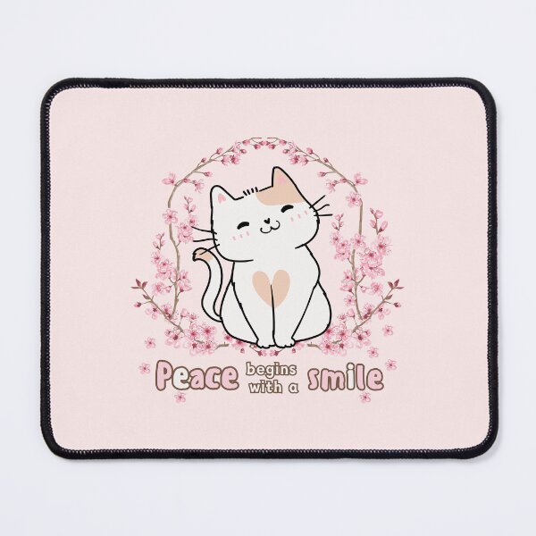 Item preview, Peace Begins with a Smile with Sakura Cat designed and sold by Mika2525-smile.