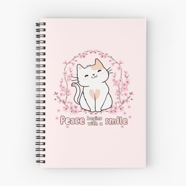 Item preview, Peace Begins with a Smile with Sakura Cat designed and sold by Mika2525-smile.