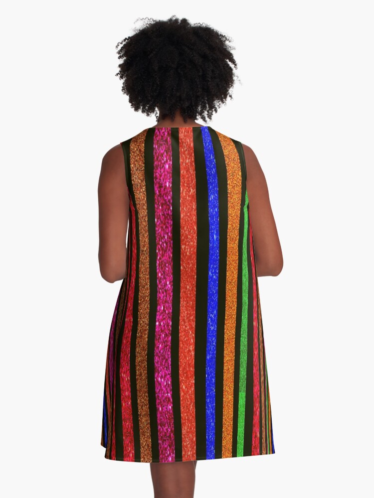 inspired by The Rocky Horror Picture Show Columbia shorts- glam rock stripes A-Line Dress