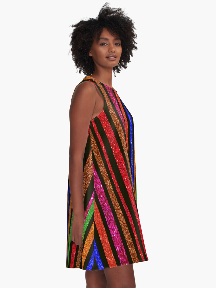 inspired by The Rocky Horror Picture Show Columbia shorts- glam rock stripes A-Line Dress