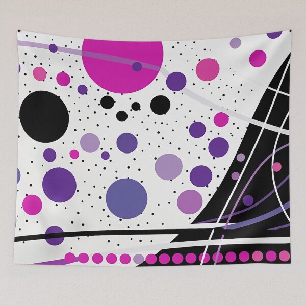 Item preview, Elegance in Abstraction: Black and Purple Design with Sleek Lines and Polka Dots designed and sold by PaintbrushPlace.