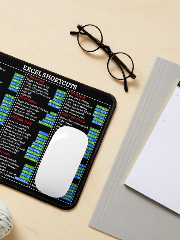 Tapis de souris for Sale avec l'œuvre « Tapis de bureau de raccourcis Excel  - Tapis de souris de raccourci clavier Excel » de l'artiste AHMEDRHEEL