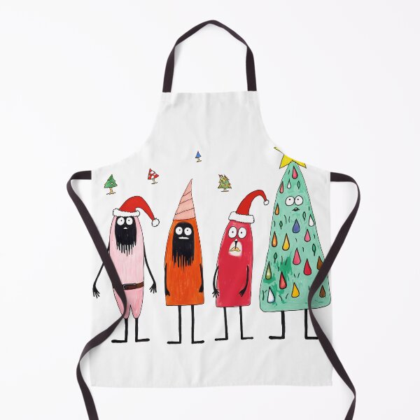 Item preview, Characters in a drawing dressed as christmas trees with santa hats designed and sold by KamartUK.