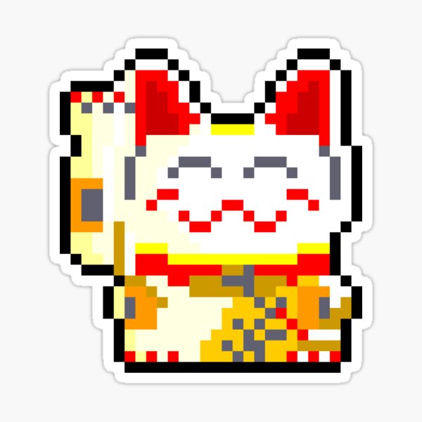 Fortune Cat Sticker - Maneki Neko, luck and prosperity, Japanese charm, business success, waving cat, Feng Shui Sticker