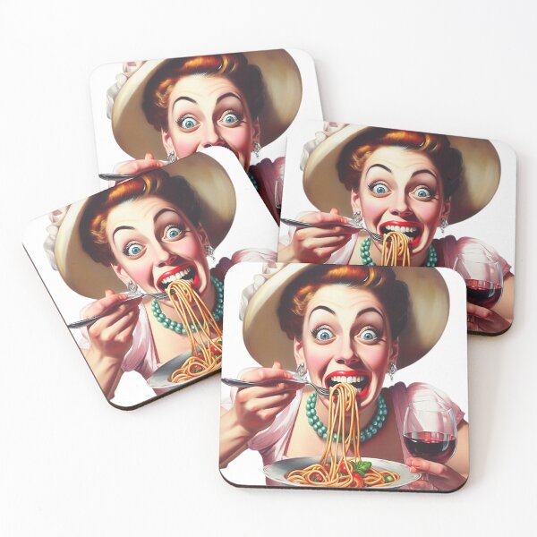 Item preview, Eat Spaghettis and Drink - Girl eat spaghetti and smile designed and sold by BlueGlam.