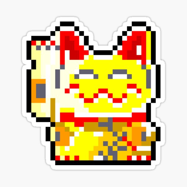Golden Fortune Cat Sticker - Maneki Neko, luck and prosperity, Japanese charm, business success, waving cat, Feng Shui Sticker