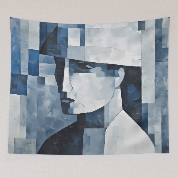 Item preview, Blue Abstract Portrait designed and sold by alacaz.