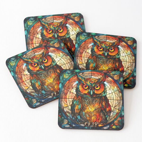 Item preview, Owl portrait as a stained glass designed and sold by KlaudiDesignArt.