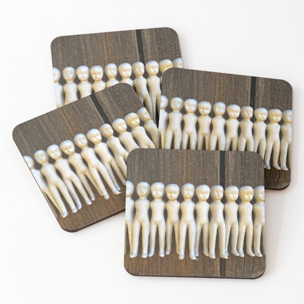 Item preview, Creepy Old Dolls Lined Up on Vintage Wood Background designed and sold by JimNEmDesigns.