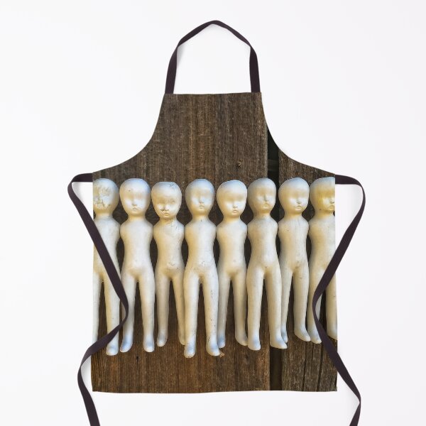 Item preview, Creepy Old Dolls Lined Up on Vintage Wood Background designed and sold by JimNEmDesigns.