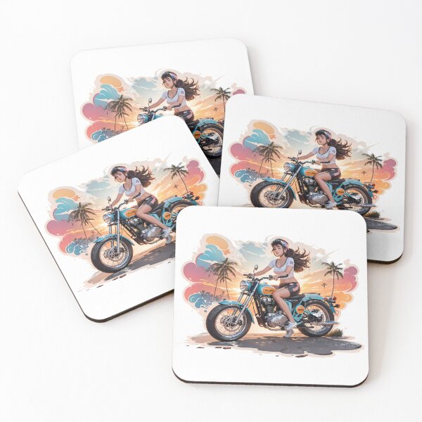 Item preview, Vintage Bullet Bike Girl - Retro Art Print designed and sold by ArtistriWear.