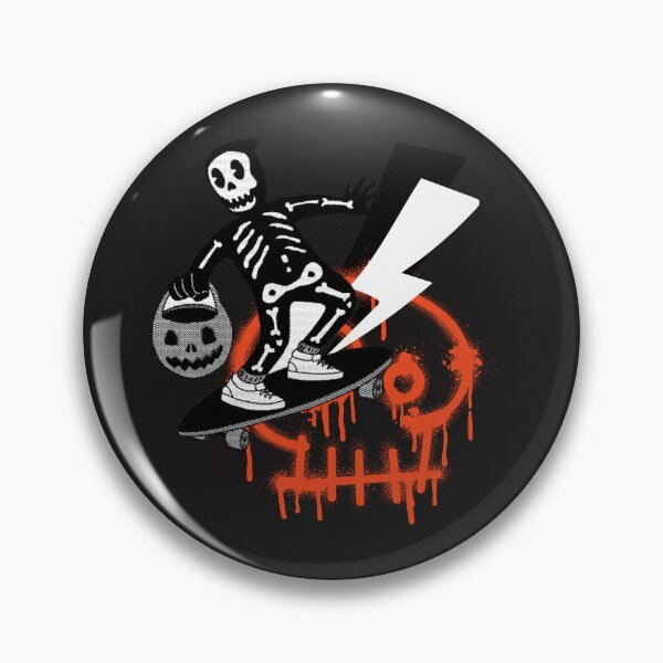 Item preview, Halloween skeleton skater trick or treat spray paint skull lightening designed and sold by VieBelieve.