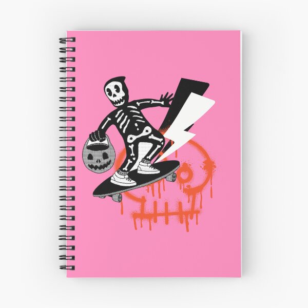 Item preview, Halloween skeleton skater trick or treat spray paint skull lightening designed and sold by VieBelieve.