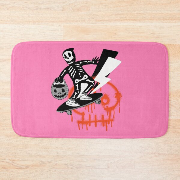 Item preview, Halloween skeleton skater trick or treat spray paint skull lightening designed and sold by VieBelieve.