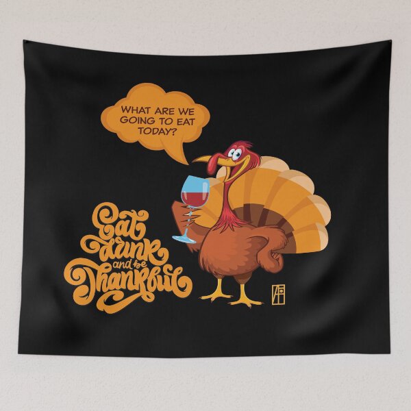 Item preview, Eat, Drink and be Thankful - happy thanksgiving day - funny design designed and sold by ArtProjectShop.