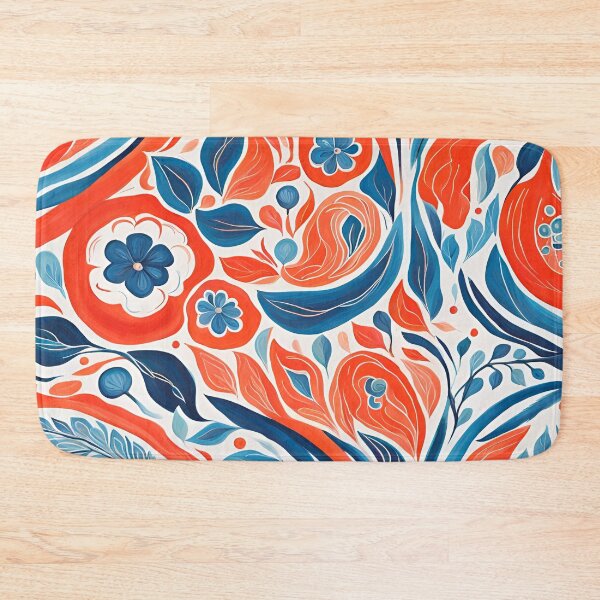 Item preview, Gouache Red Blue Flower Pattern. designed and sold by ARichArts.