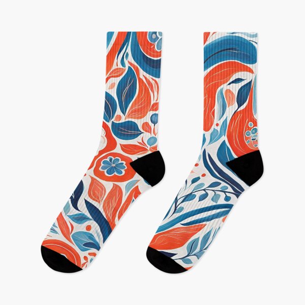 Item preview, Gouache Red Blue Flower Pattern. designed and sold by ARichArts.