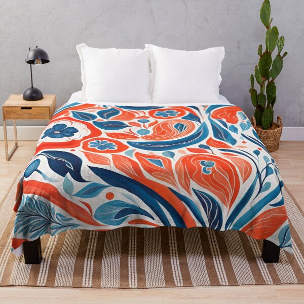 Item preview, Gouache Red Blue Flower Pattern. designed and sold by ARichArts.