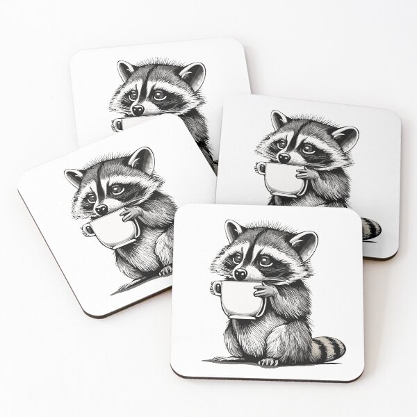 Item preview, Cute raccoon drinking coffee designed and sold by phytic.