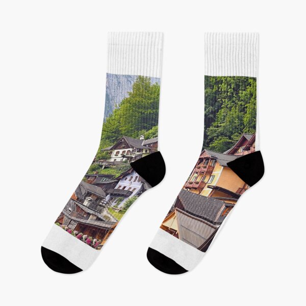 Item preview, Beautiful old and colorful houses in Hallstatt village Austria designed and sold by goceris.