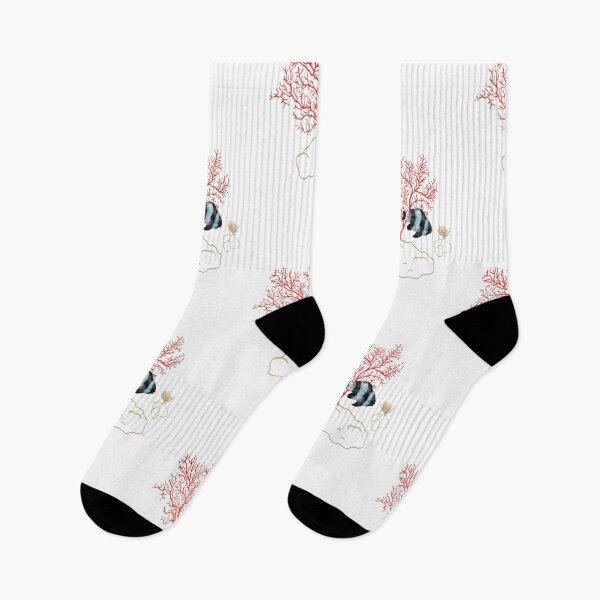 Item preview, Red coral with black and white fish designed and sold by aliceandida.