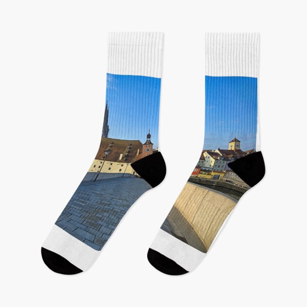 Item preview, Stone bridge and clock tower in Regensburg Germany designed and sold by goceris.