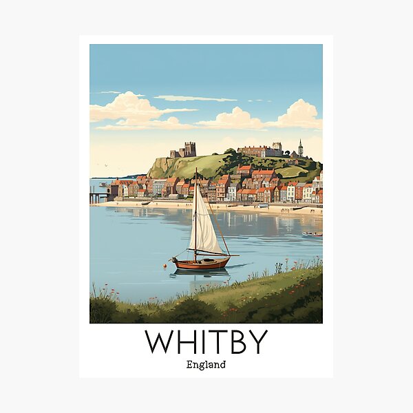 Item preview, Una ilustración de viajes vintage de Whitby - Inglaterra designed and sold by GoodOldVintage.