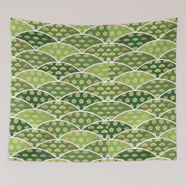 Item preview, Japanese wave pattern Green Geometric designed and sold by Dzhon99.