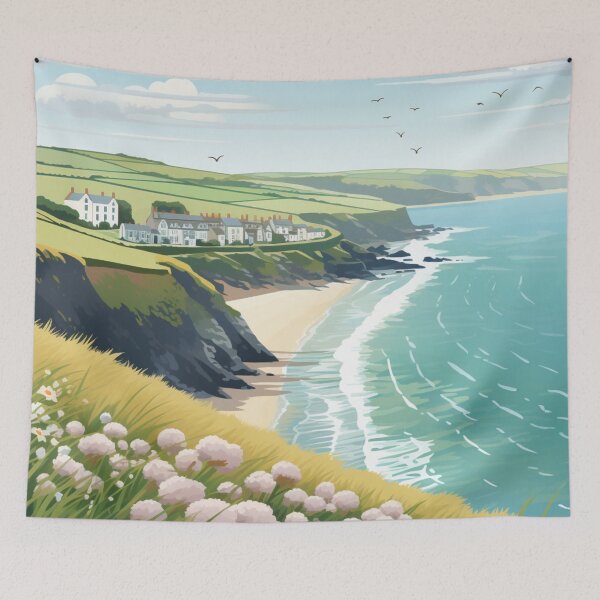 Item preview, A Vintage Travel Illustration of Cornwall - England  designed and sold by GoodOldVintage.