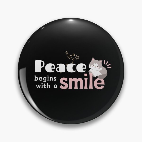 Item preview, Peace Begins with a Smile, silver cat designed and sold by Mika2525-smile.