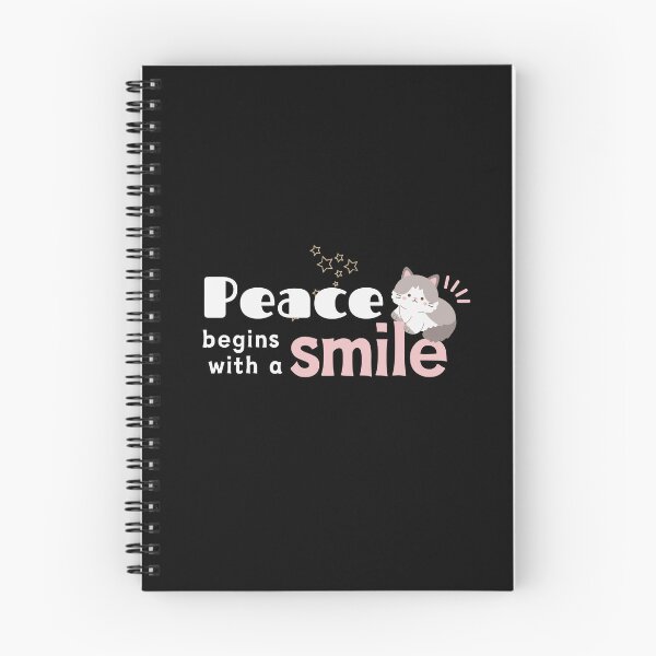 Item preview, Peace Begins with a Smile, silver cat designed and sold by Mika2525-smile.