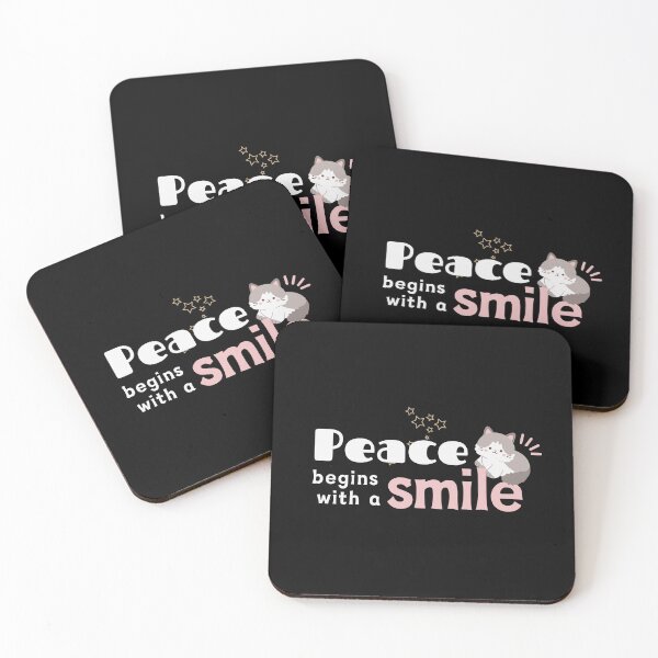 Item preview, Peace Begins with a Smile, silver cat designed and sold by Mika2525-smile.