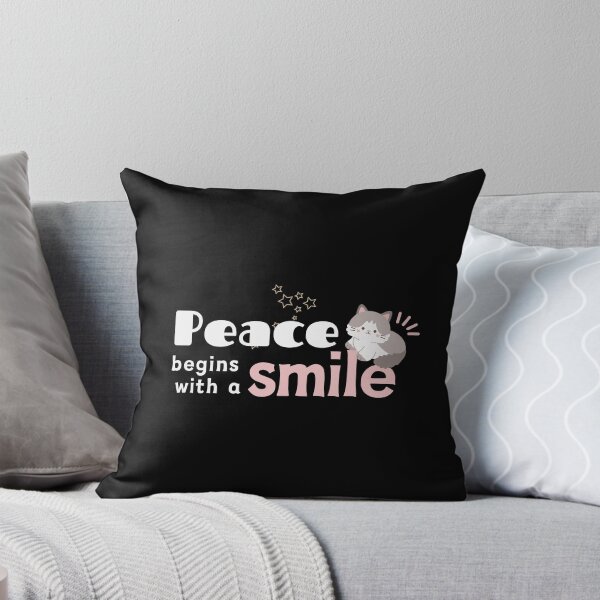 Item preview, Peace Begins with a Smile, silver cat designed and sold by Mika2525-smile.