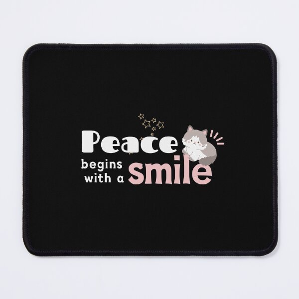 Item preview, Peace Begins with a Smile, silver cat designed and sold by Mika2525-smile.