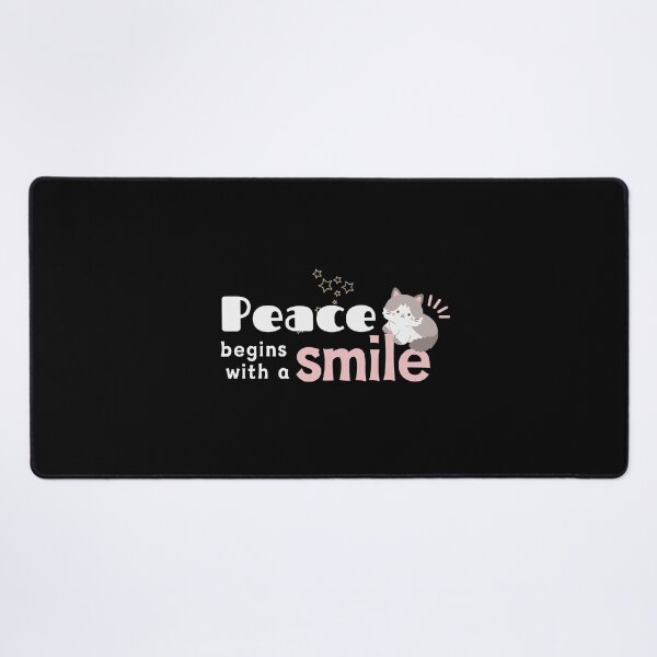 Item preview, Peace Begins with a Smile, silver cat designed and sold by Mika2525-smile.