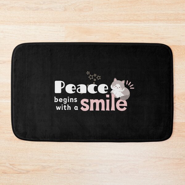 Item preview, Peace Begins with a Smile, silver cat designed and sold by Mika2525-smile.