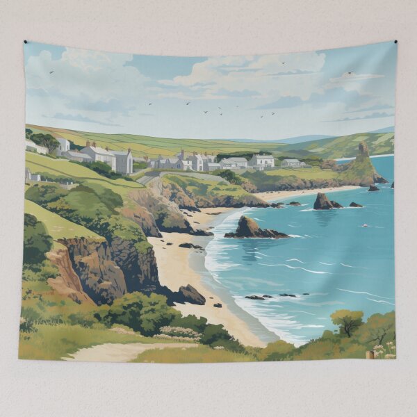 Item preview, A Vintage Travel Illustration of Cornwall - England  designed and sold by GoodOldVintage.