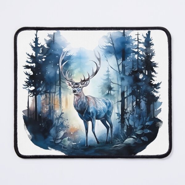 Item preview, Deer in the winter forest watercolor designed and sold by AngelinaBezm.