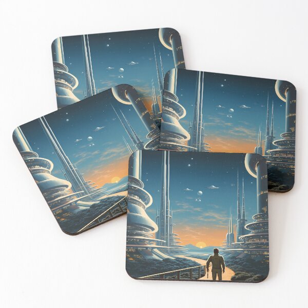 Item preview, Retro futurism art of man walking in city designed and sold by retoximus.