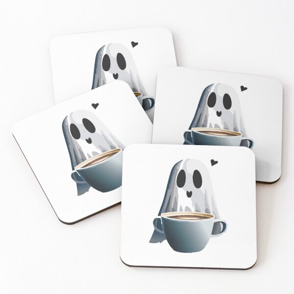 Item preview, Ghost with a cup of coffee and heart designed and sold by lilsatschnt.