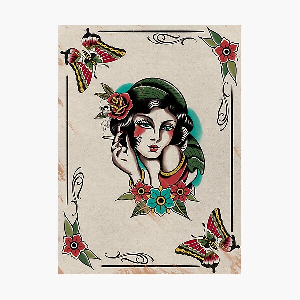 Item preview, Traditional lady head print  designed and sold by Karl Downes.