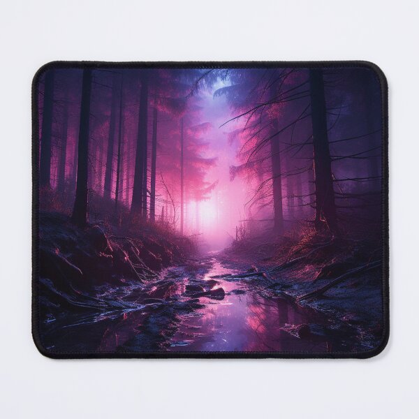 Item preview, Neon pink blue green light pine forest jungle designed and sold by zand-n-zive.