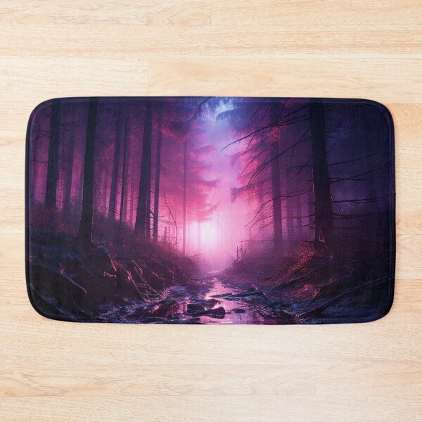 Item preview, Neon pink blue green light pine forest jungle designed and sold by zand-n-zive.