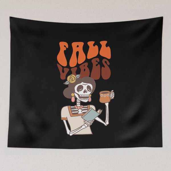 Item preview, Funny Skeleton reading a book and enjoying Coffee and fall vibes designed and sold by Reda Ls ⭐️⭐️⭐️⭐️⭐️.
