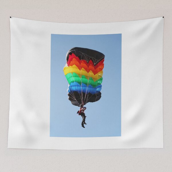 Item preview, parachutist with colorful parachute extreme sport  designed and sold by goceris.